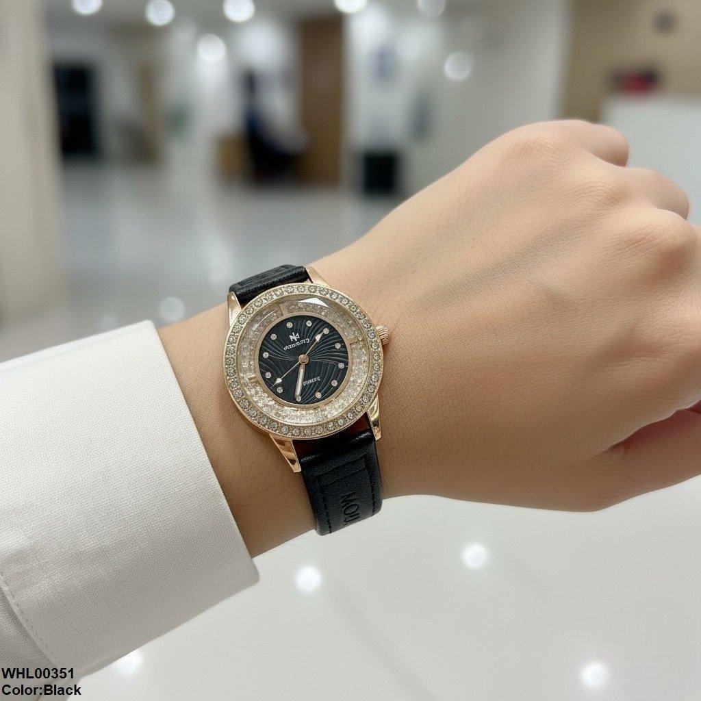 WHL00351 ZWA Round Rhinestone Dial Women's Watch - WHL