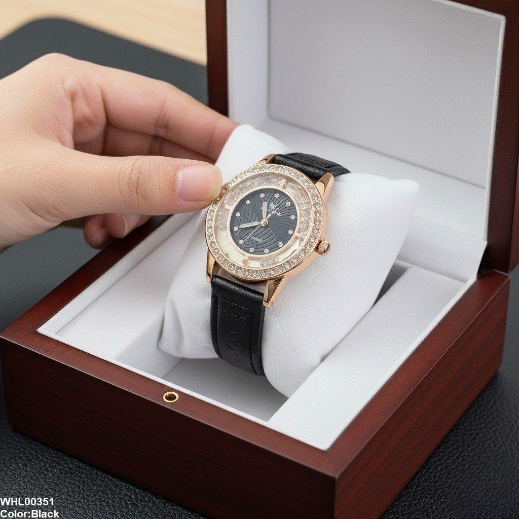 WHL00351 ZWA Round Rhinestone Dial Women's Watch - WHL