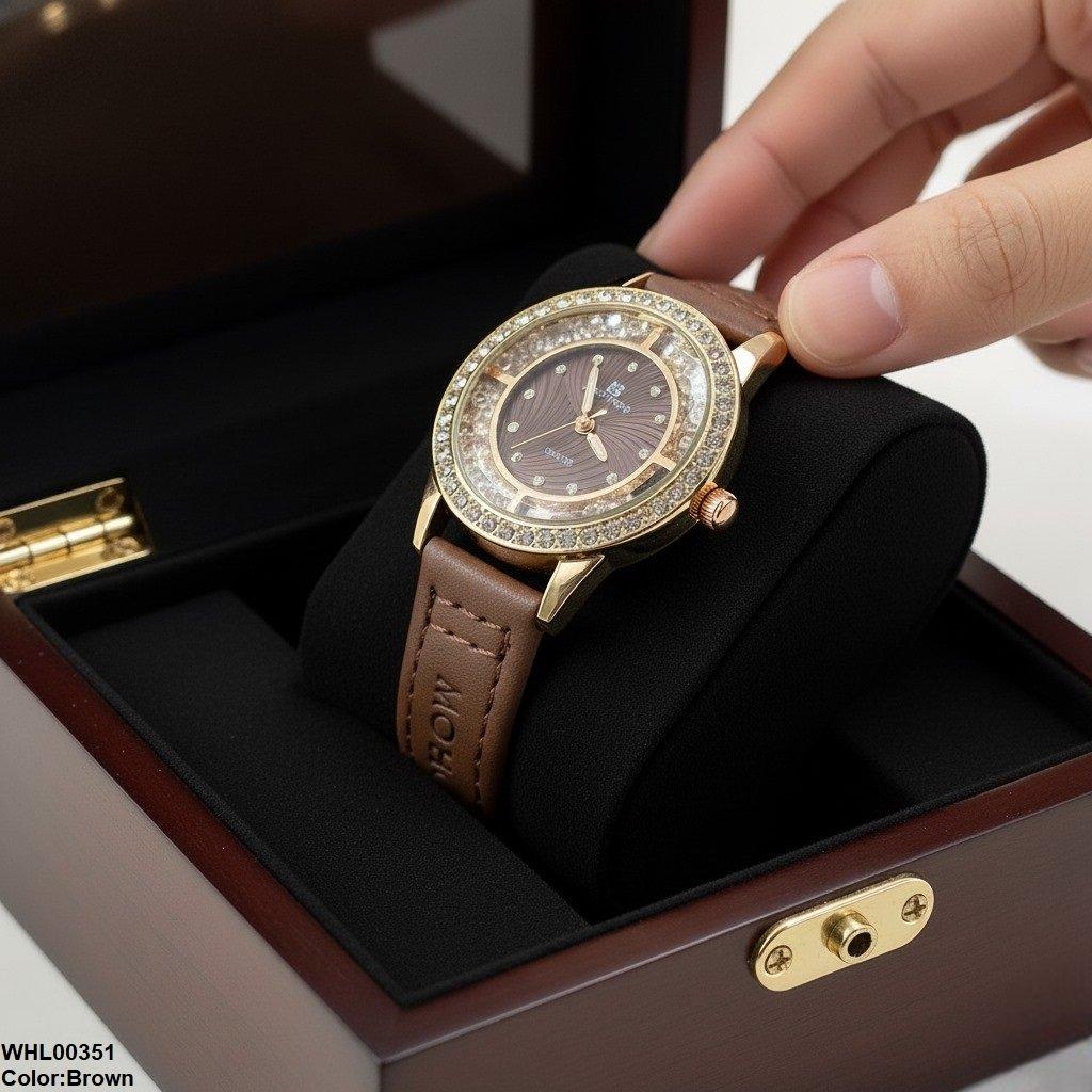 WHL00351 ZWA Round Rhinestone Dial Women's Watch - WHL