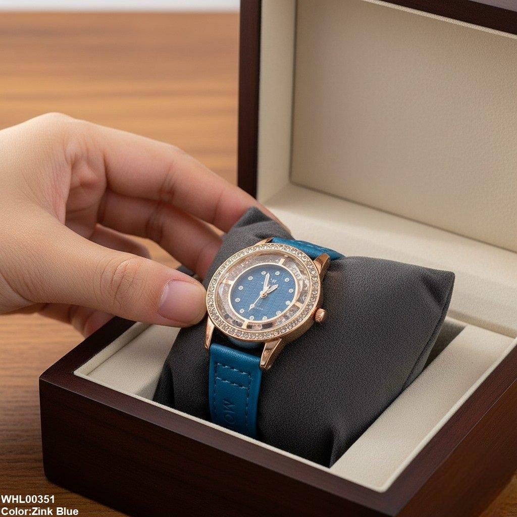 WHL00351 ZWA Round Rhinestone Dial Women's Watch - WHL